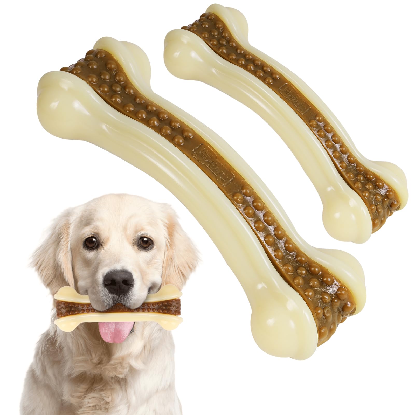 Geeyteek nylon dog bones in a multi-size pack for teething and exercise