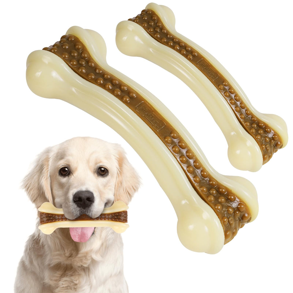 Geeyteek nylon dog bones in a multi-size pack for teething and exercise