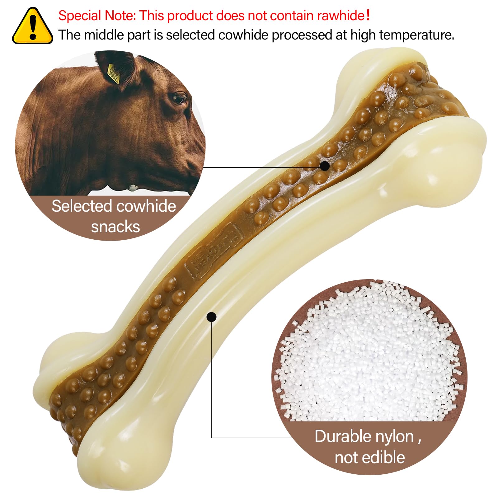 Geeyteek dog bones with real beef flavor for engaging, mess-free chewing