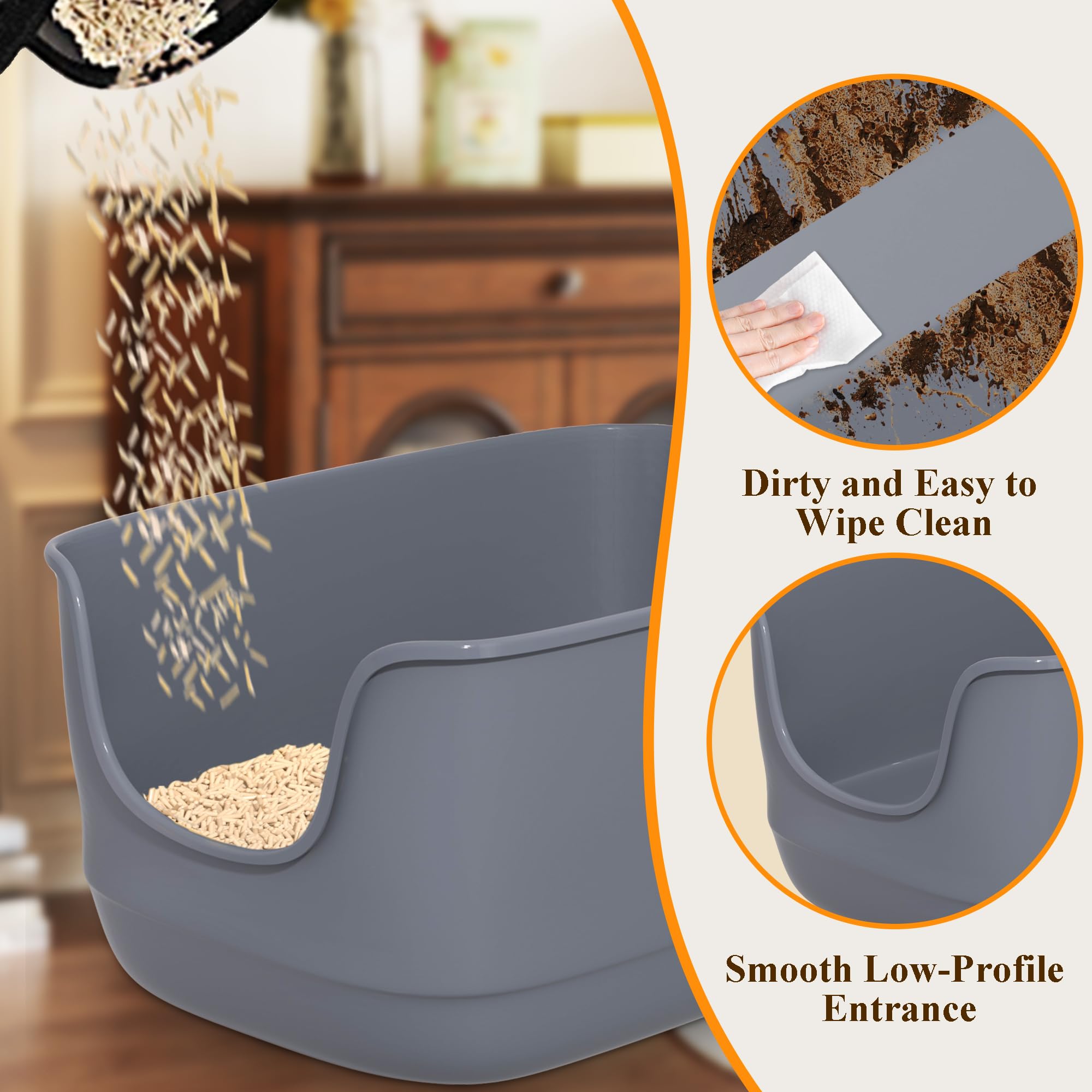 Gefryco durable PP resin litter box that resists odor and wear.