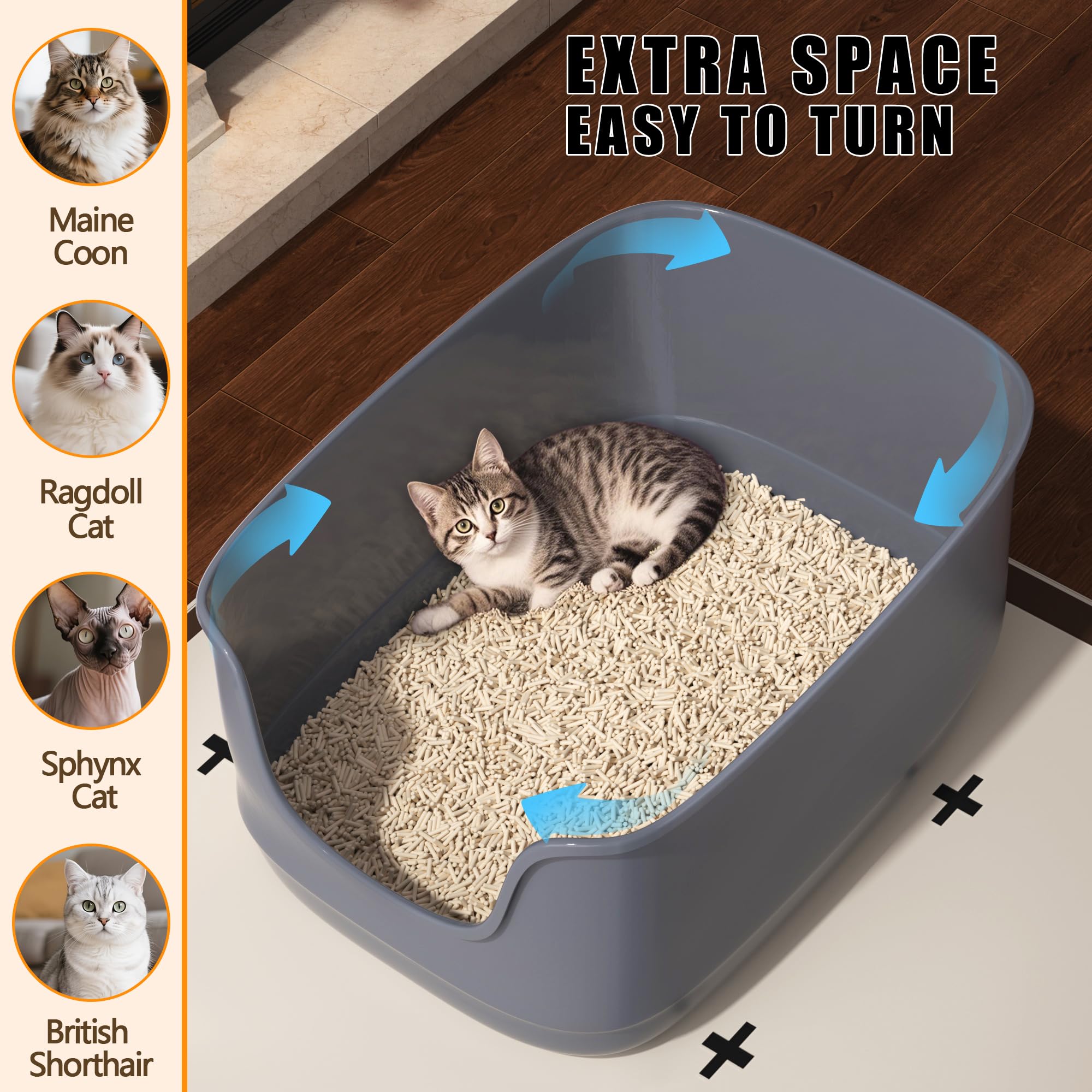 Gefryco extra-large cat litter box providing space for multiple cats.
