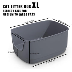 Gefryco high-side litter box minimizing litter scatter during use.