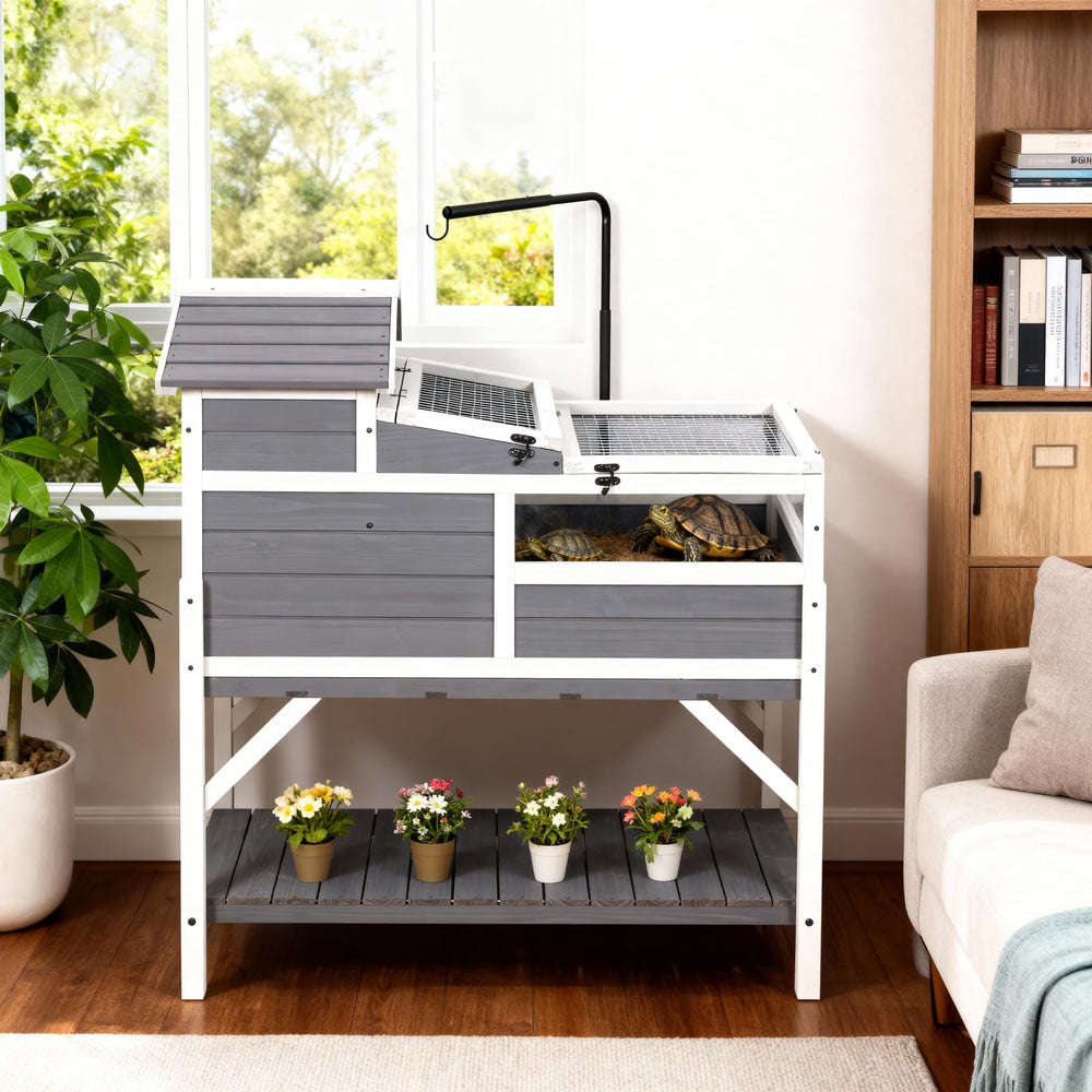 GEGURI tortoise enclosure fixed tray simplifies cleaning and leak prevention.