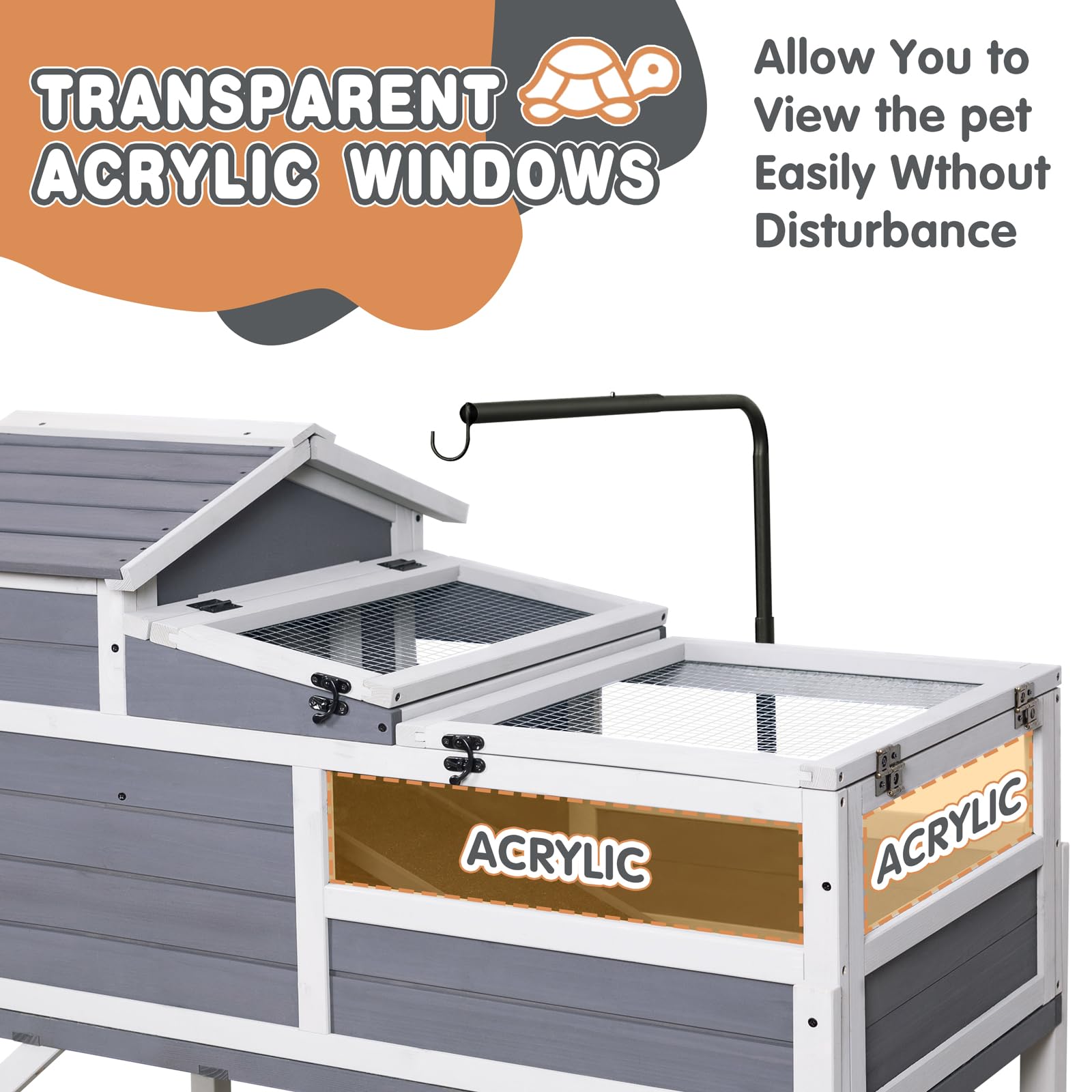 GEGURI tortoise enclosure with basking balcony supports natural heat and sun exposure.