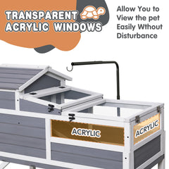 GEGURI tortoise enclosure with basking balcony supports natural heat and sun exposure.