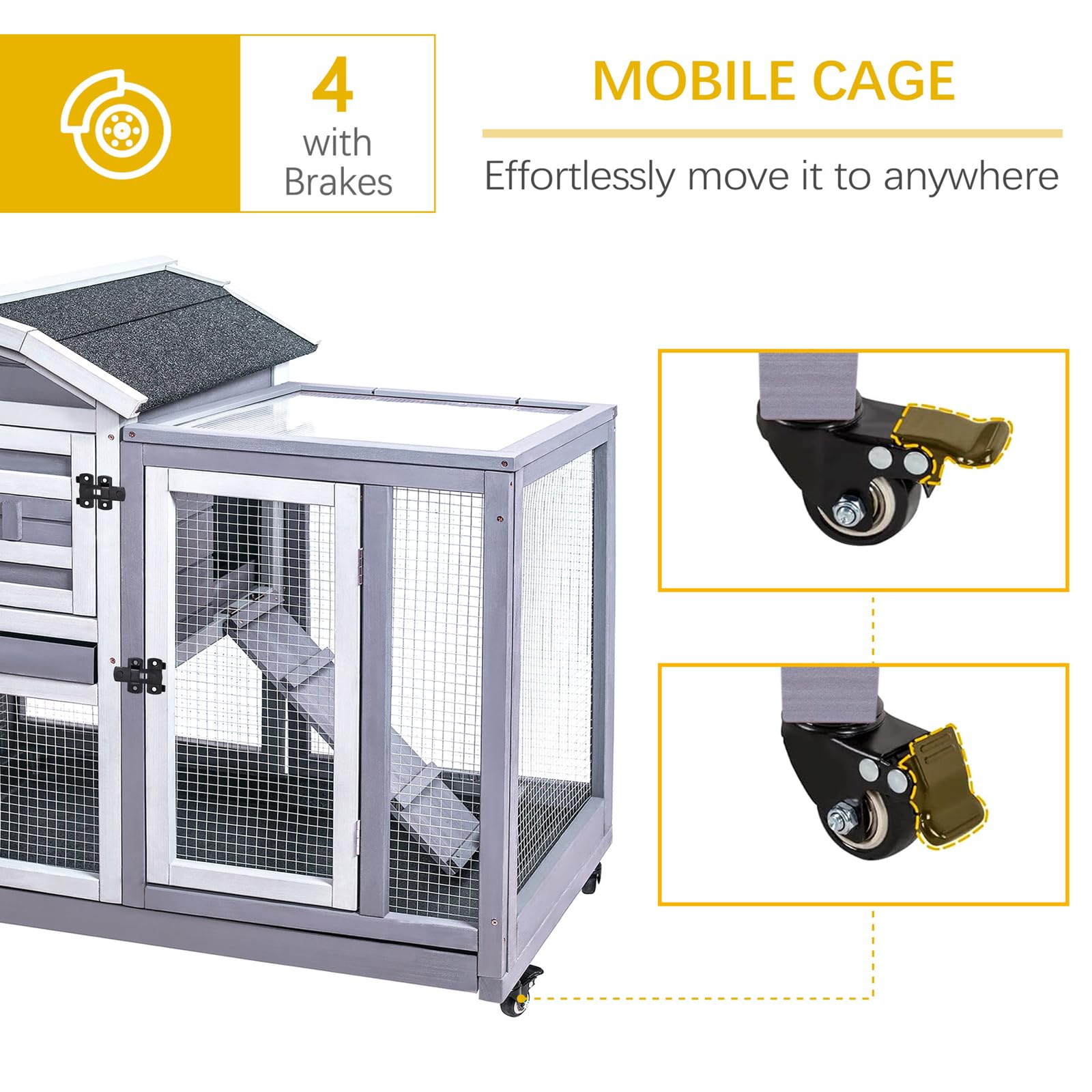 GEGURI separate outdoor play and private sleeping areas support curious pets.