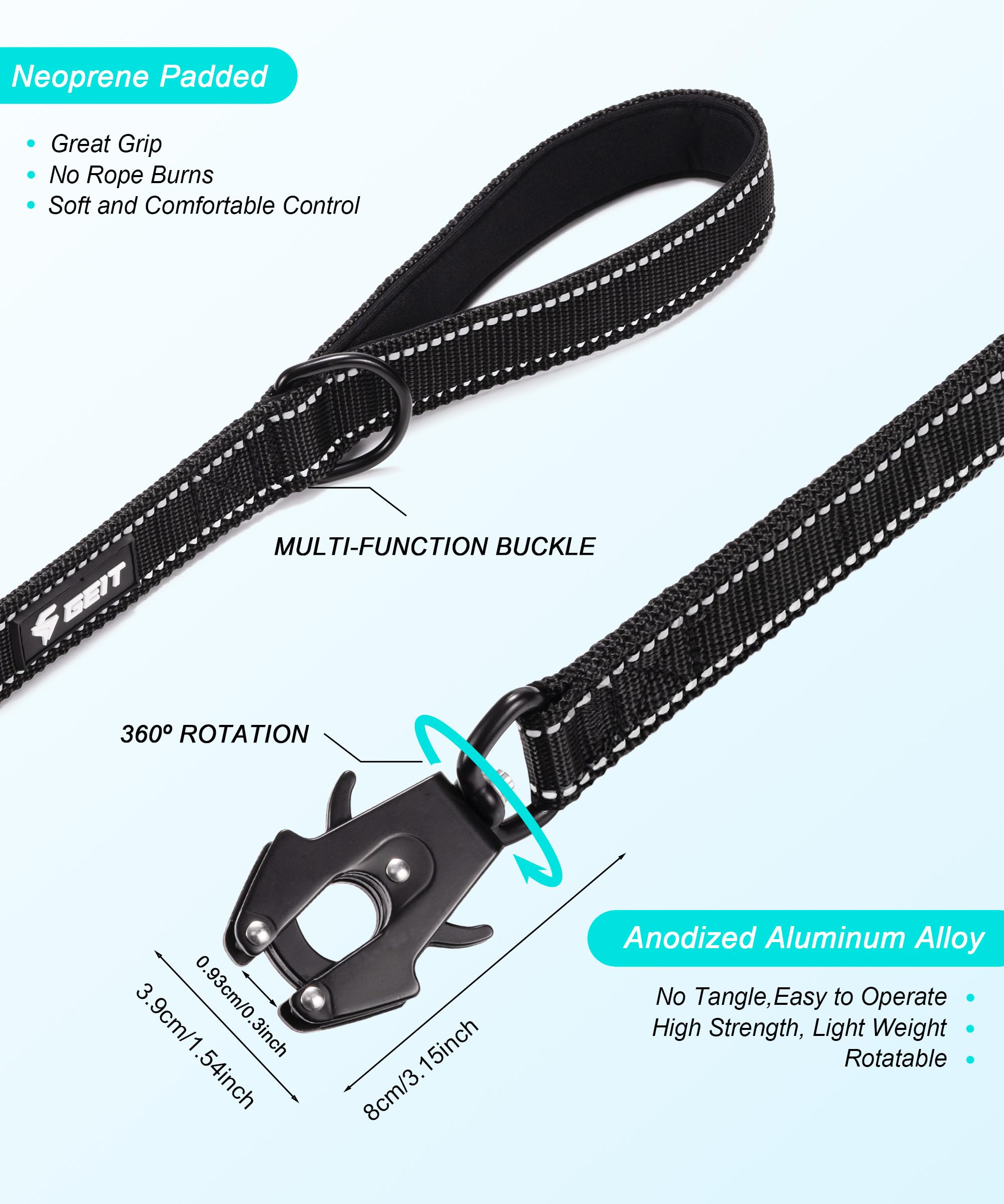 GEIT 360-degree swivel prevents tangling during active walks