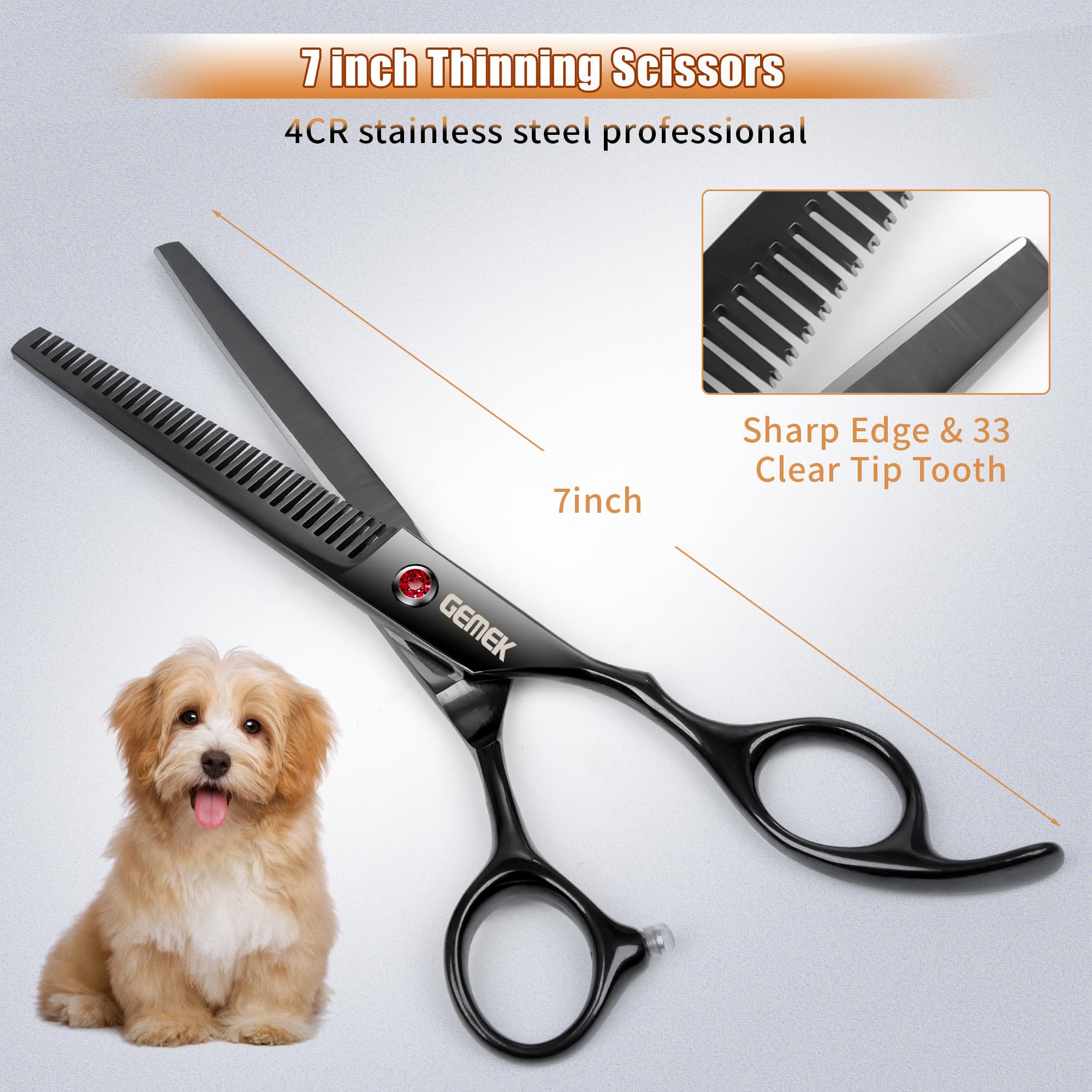 GEMEK 7in thinning scissor for natural texture and feathering