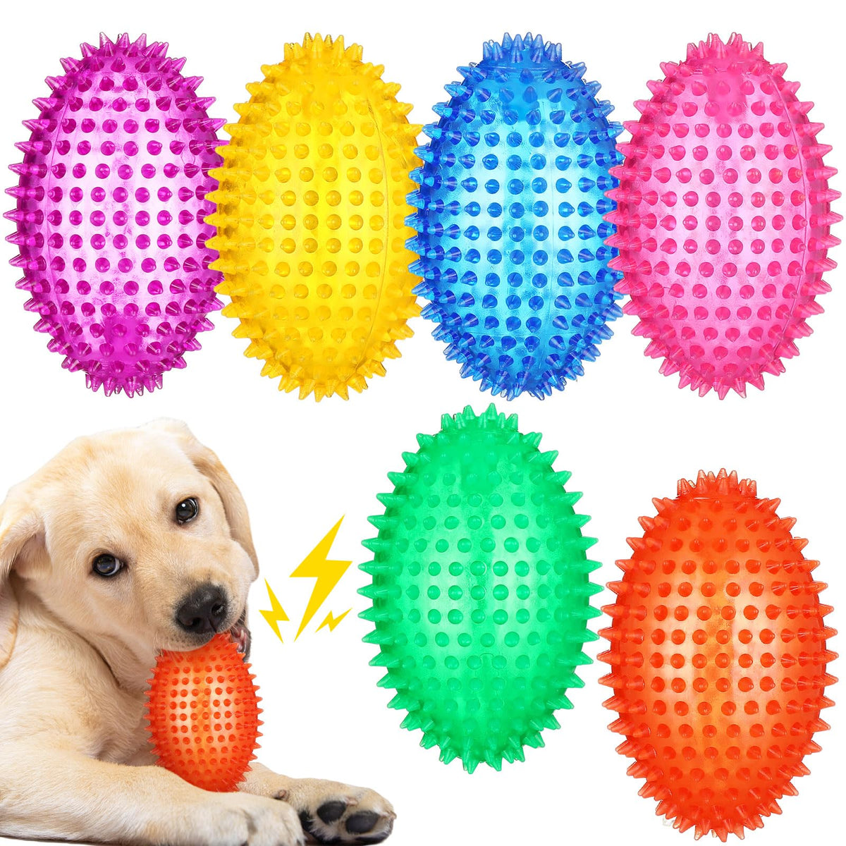 Gemscream spiky squeaker football toy set for medium to large dogs enhances grip during play.