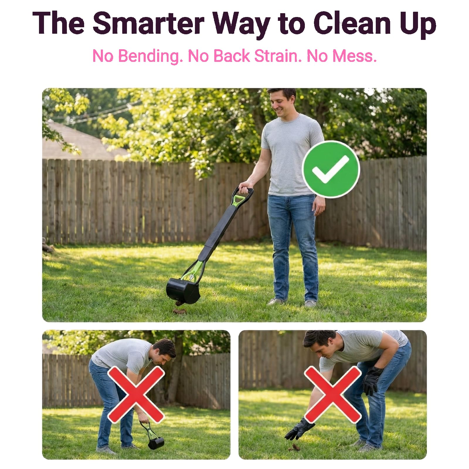 Generic pooper scooper includes 120 waste bags for long-term yard maintenance.