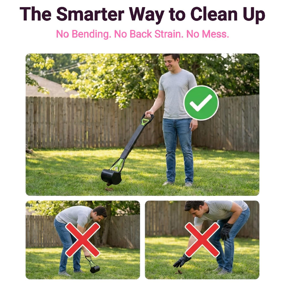 Generic pooper scooper includes 120 waste bags for long-term yard maintenance.