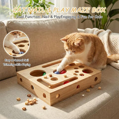 Generic 2026 cat scratch puzzle enrichment box side view demonstrates safe, smooth edges for comfortable scratching