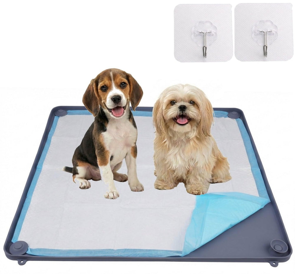 Generic 2-in-1 silicone dog pee pad holder tray front view with secure pad locking for mess-free use