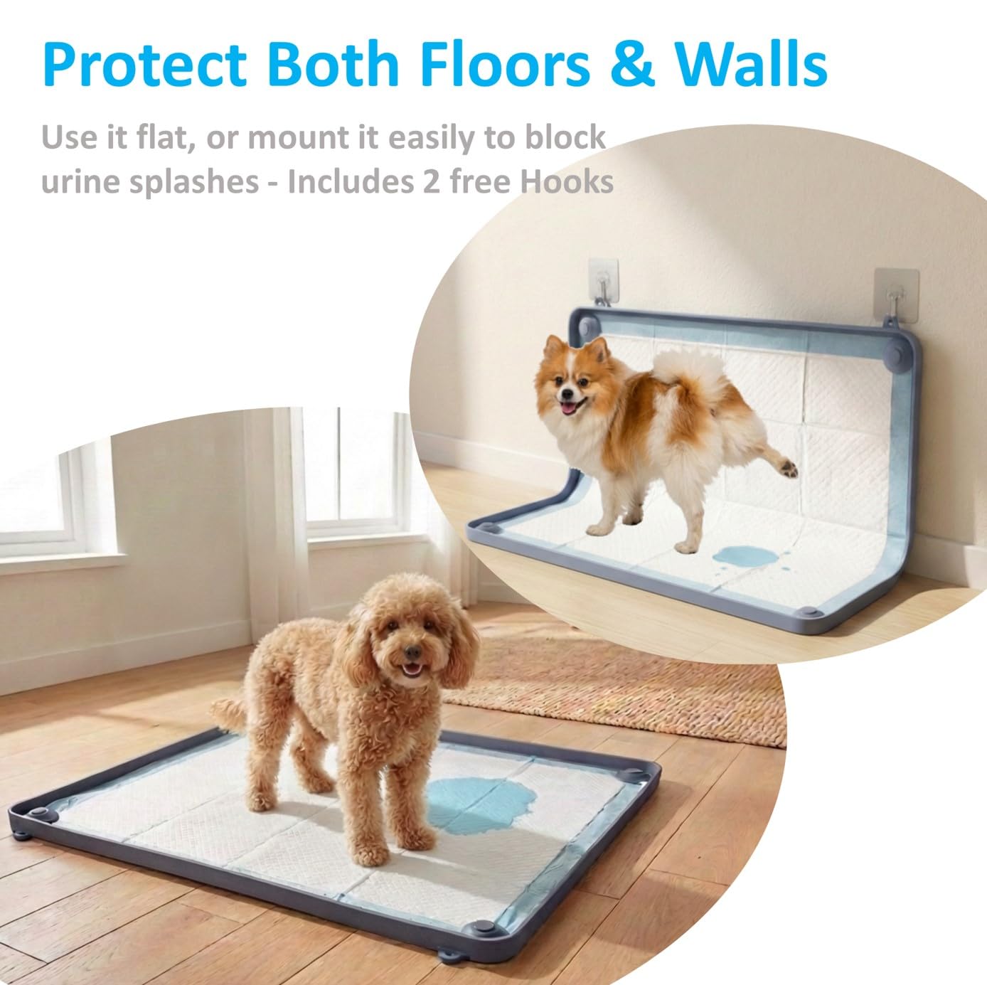 Generic 2-in-1 silicone dog pee pad holder tray raised edges protect floors during use