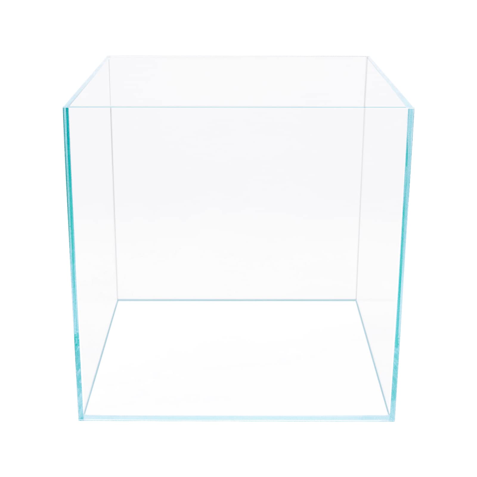 Generic 7Gal cube aquarium front view with rimless, high clarity.