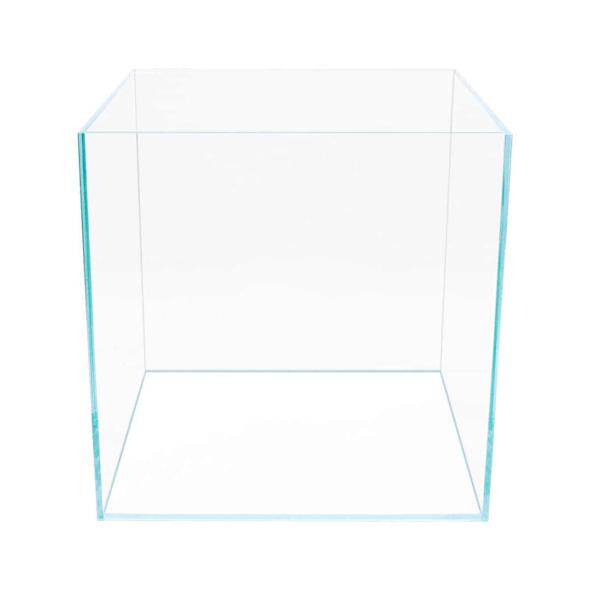 Generic 7Gal cube aquarium front view with rimless, high clarity.