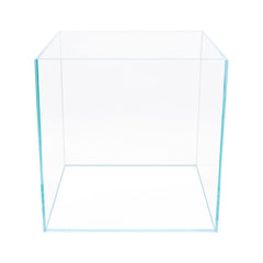 Generic 7Gal cube aquarium front view with rimless, high clarity.