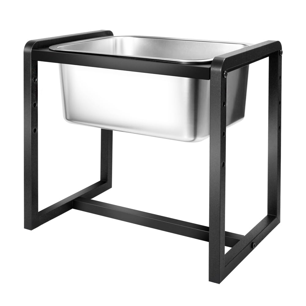Generic adjustable height dog water bowl at 8-inch setting for small to medium dogs.