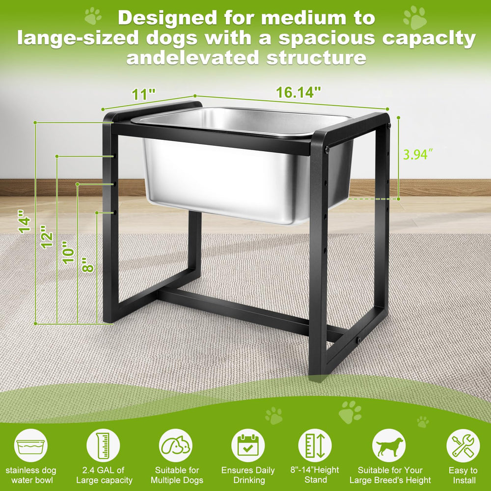 Generic adjustable height dog water bowl stand at 12 inches for larger pets