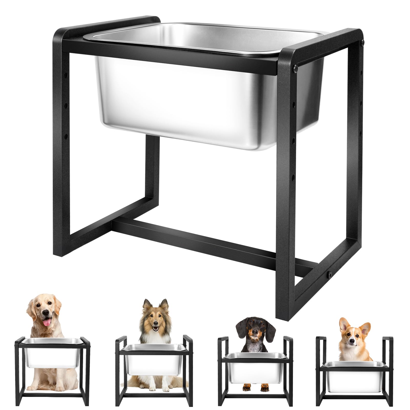 Generic adjustable height dog water bowl stand at 8 inches supports ergonomic feeding