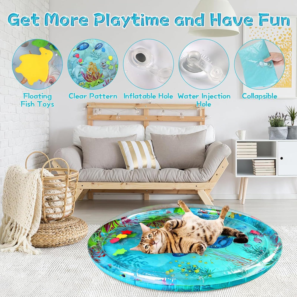 Generic Aqua Cats Water Mat features anti-slip texture for stable play