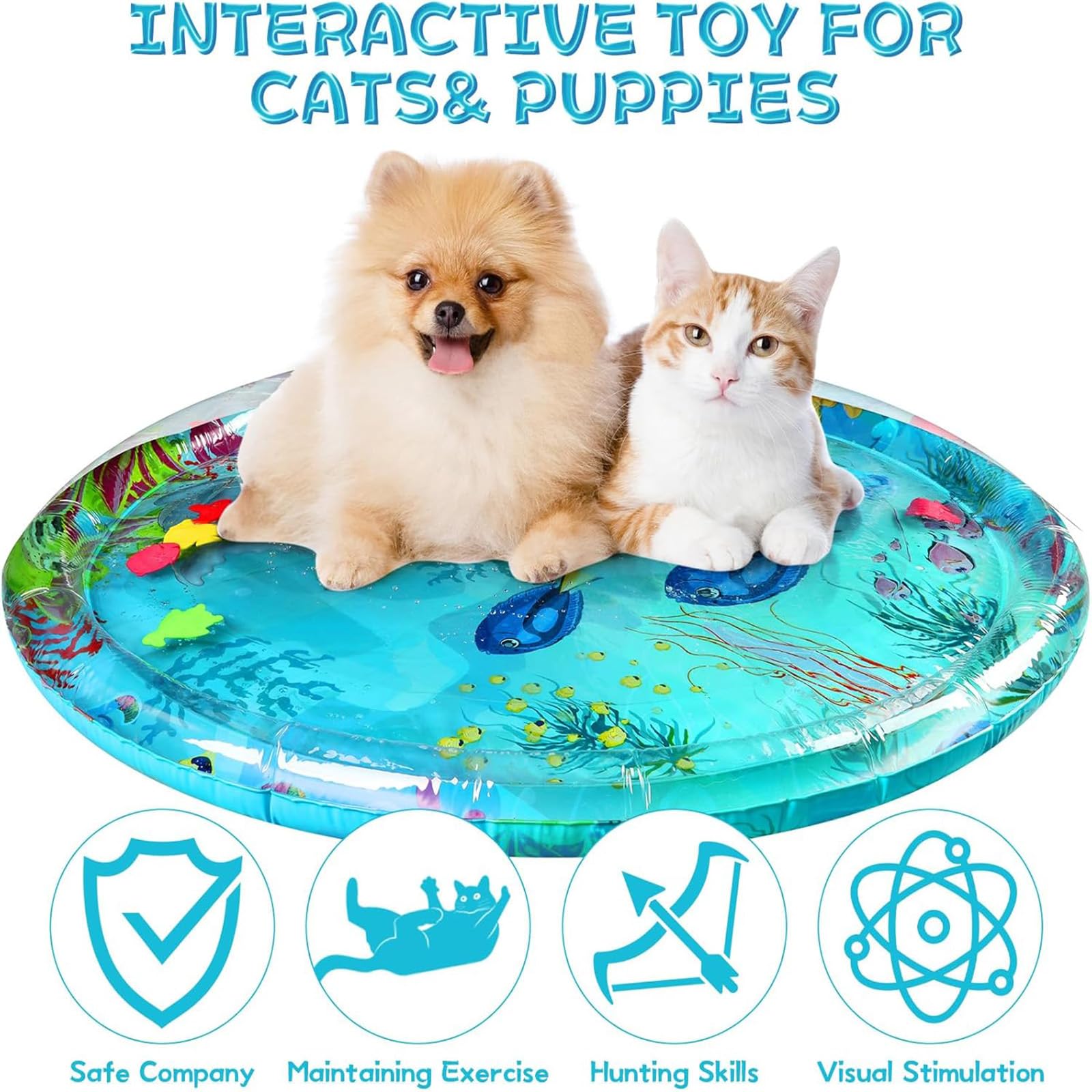 Generic Aqua Cats Water Mat uses durable PVC for daily use