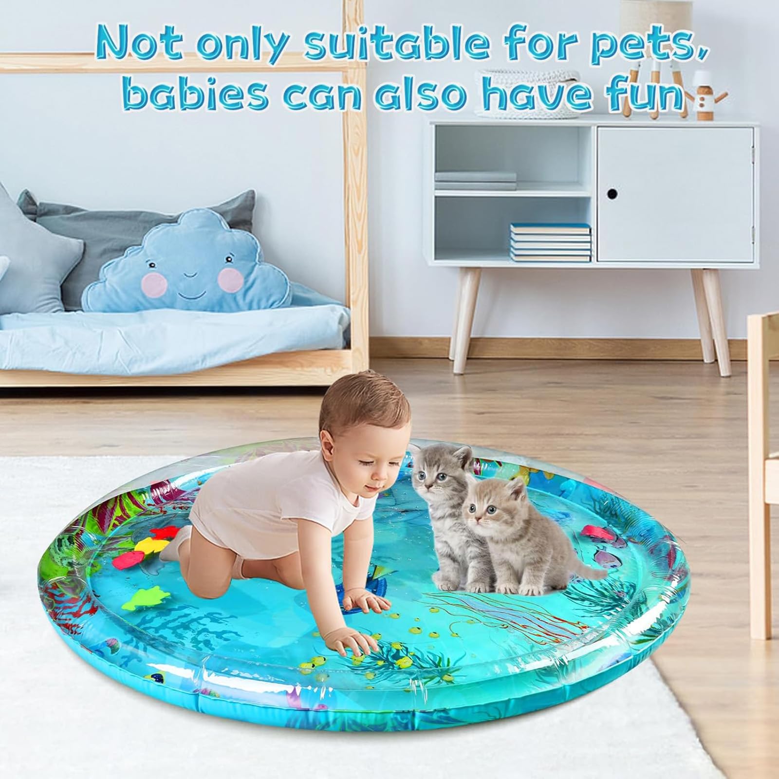 Generic Aqua Cats Water Mat allows easy cleaning after play sessions