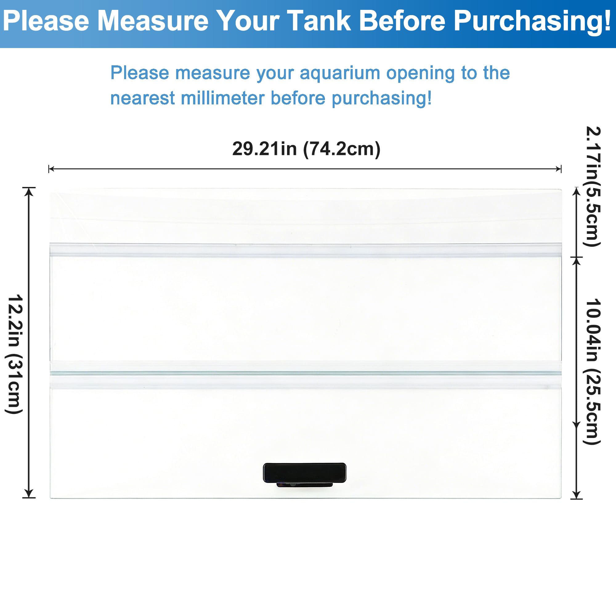 Generic aquarium lid with handle for easy feeding access
