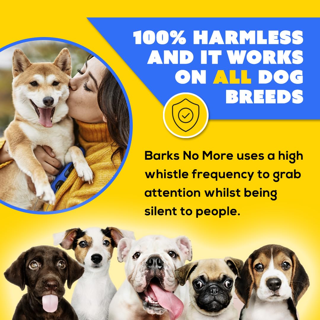 Generic Barks No More packaging with quick setup and included battery.
