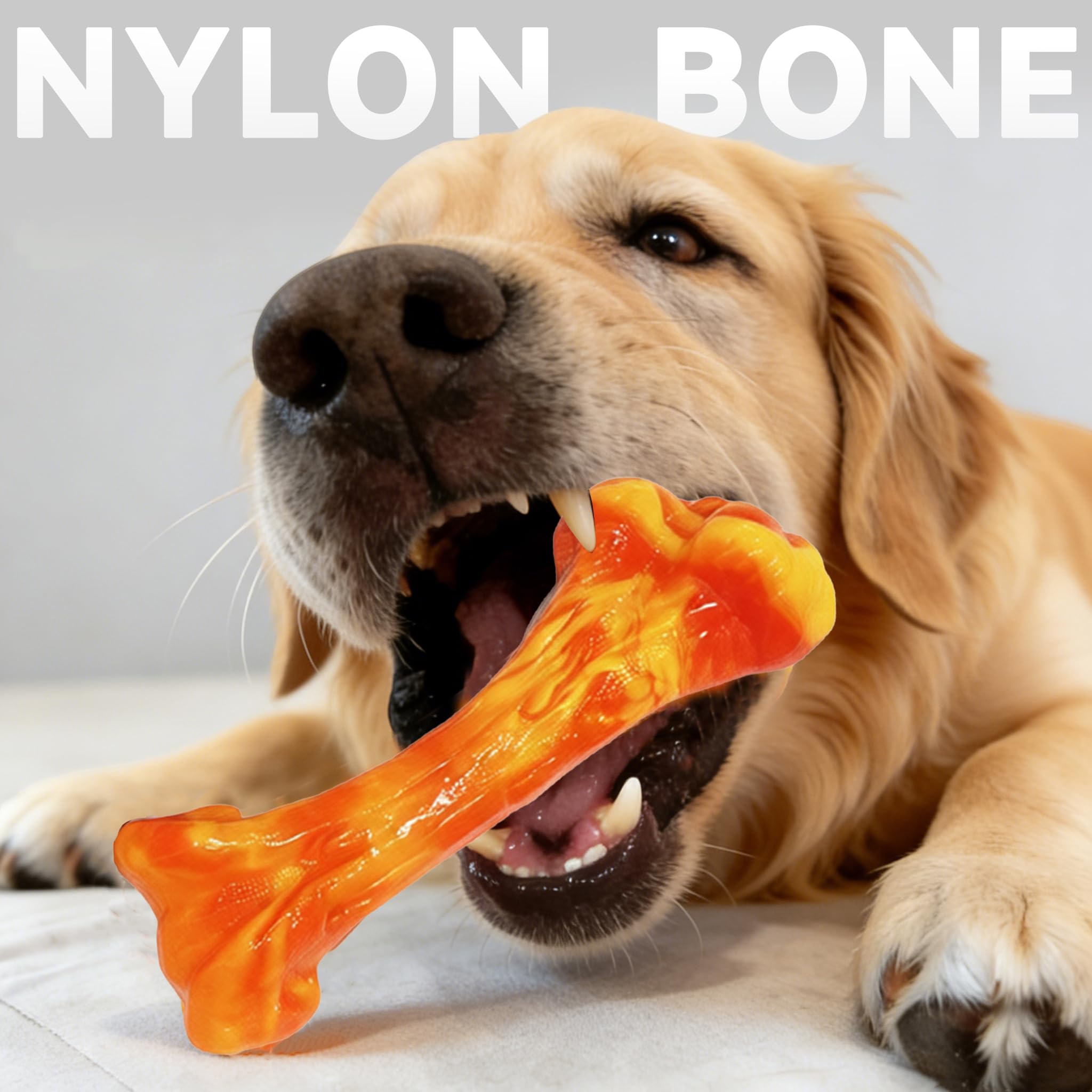 Generic beef-scented bone chew toy to keep dogs engaged