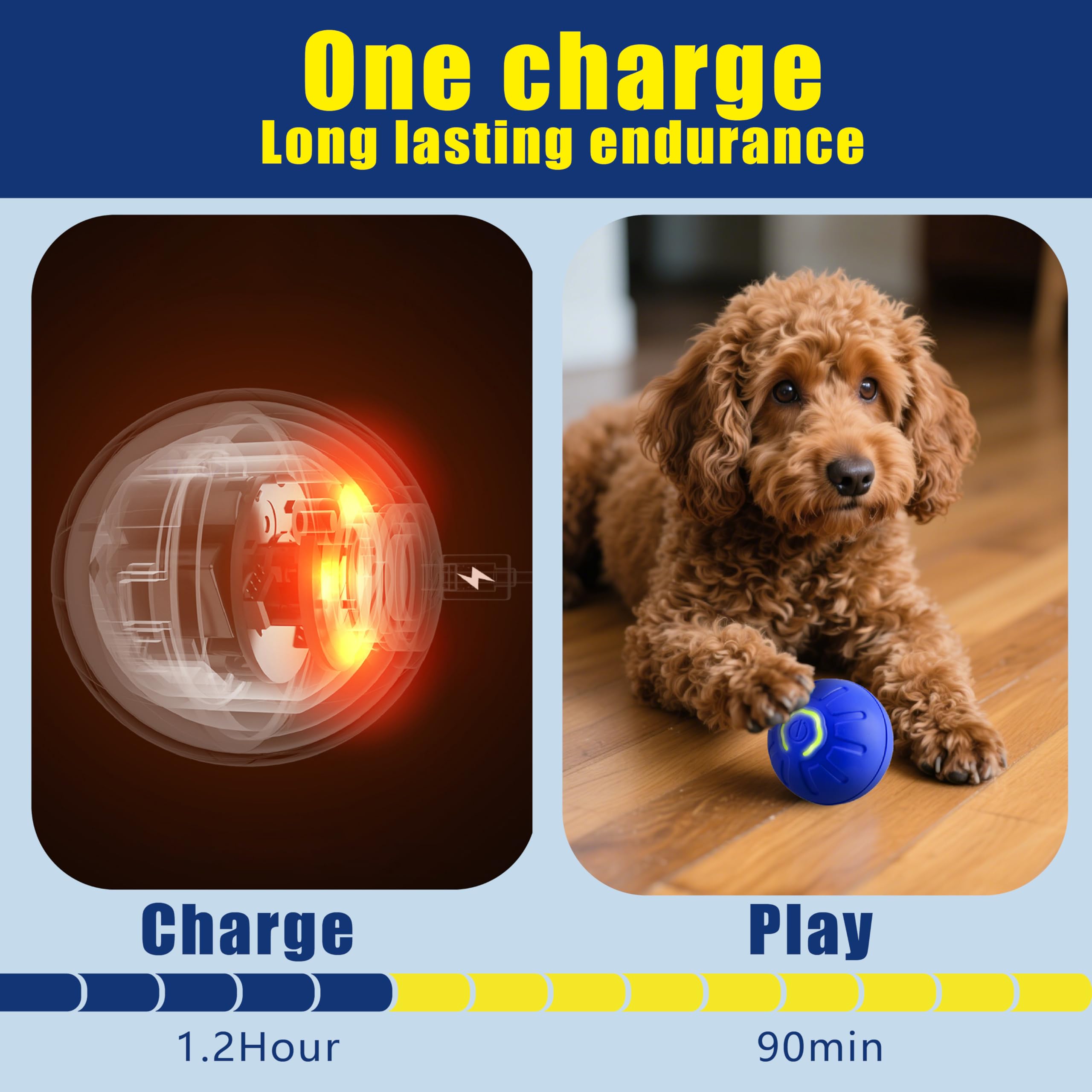 USB-C rechargeable ball powers up quickly for longer play sessions.