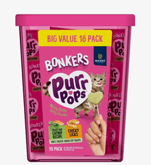 Generic Bonkers Purrpops treats on sticks ready for feeding moment