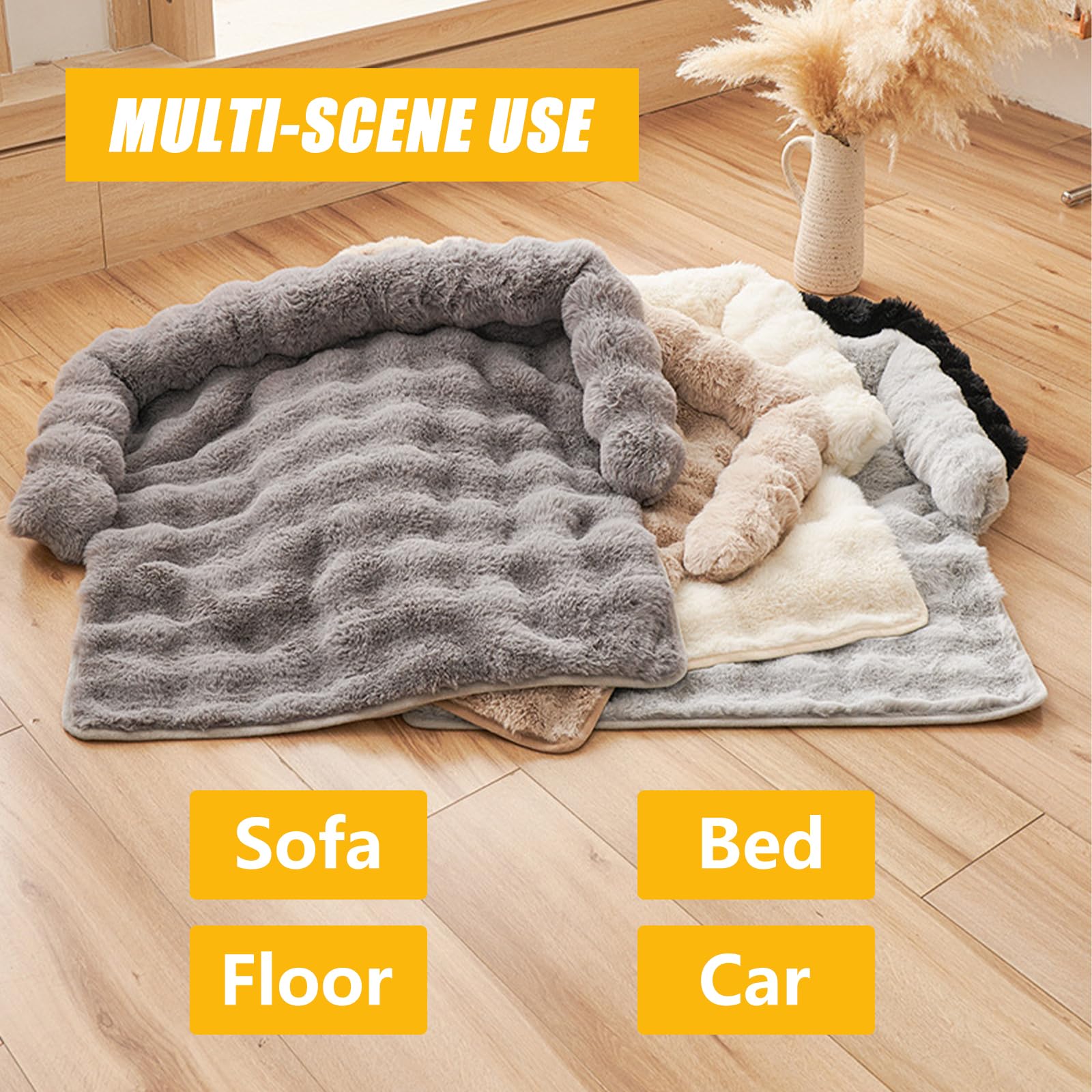 Generic Calming Dog Bed off-white shade complements home decor