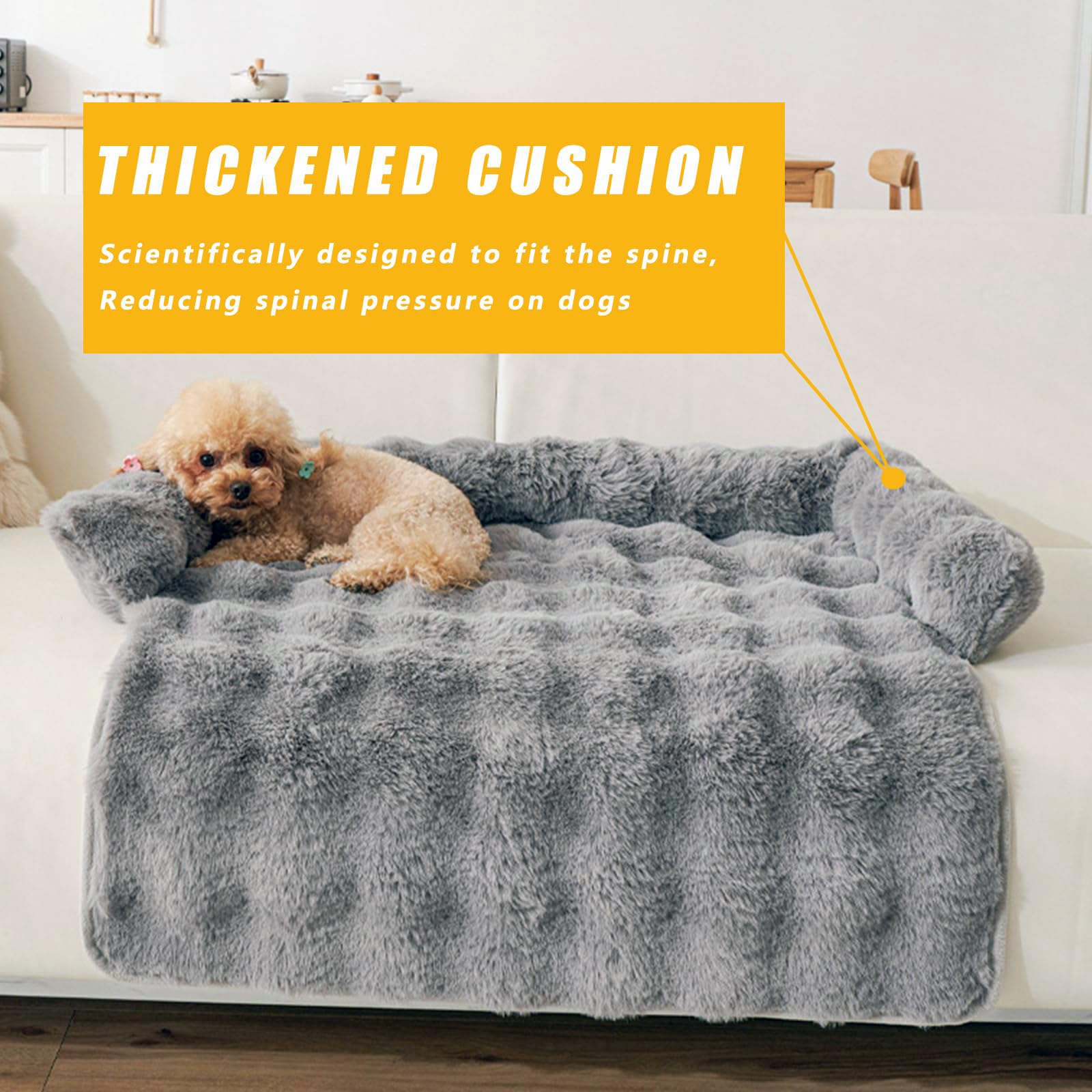 Generic Calming Dog Bed fits-sofa-couch design blends with home decor