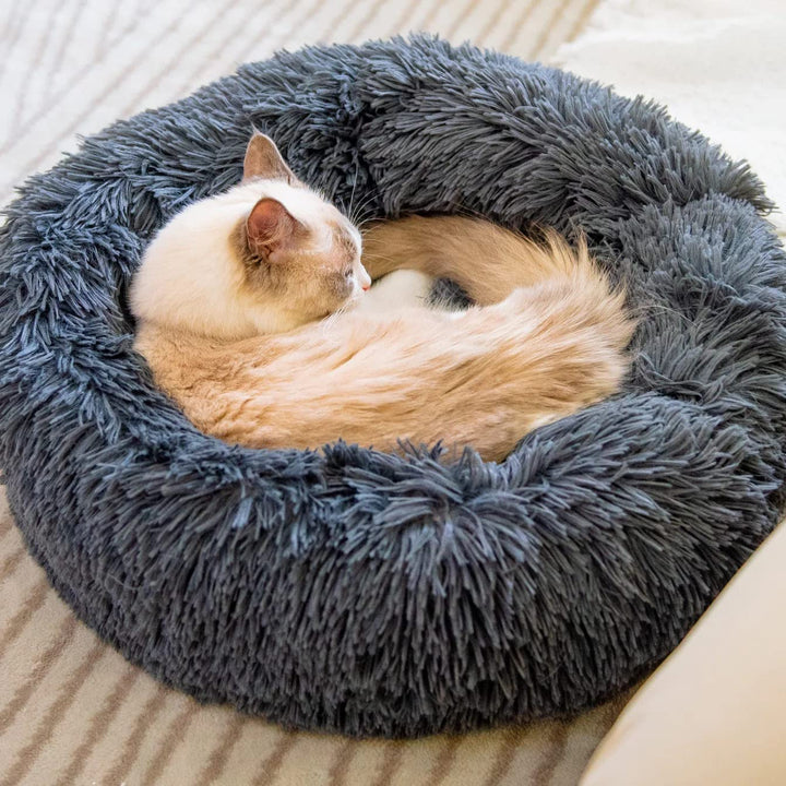 Generic cat bed donut round 24in offers roomy naps for small dogs or cats.