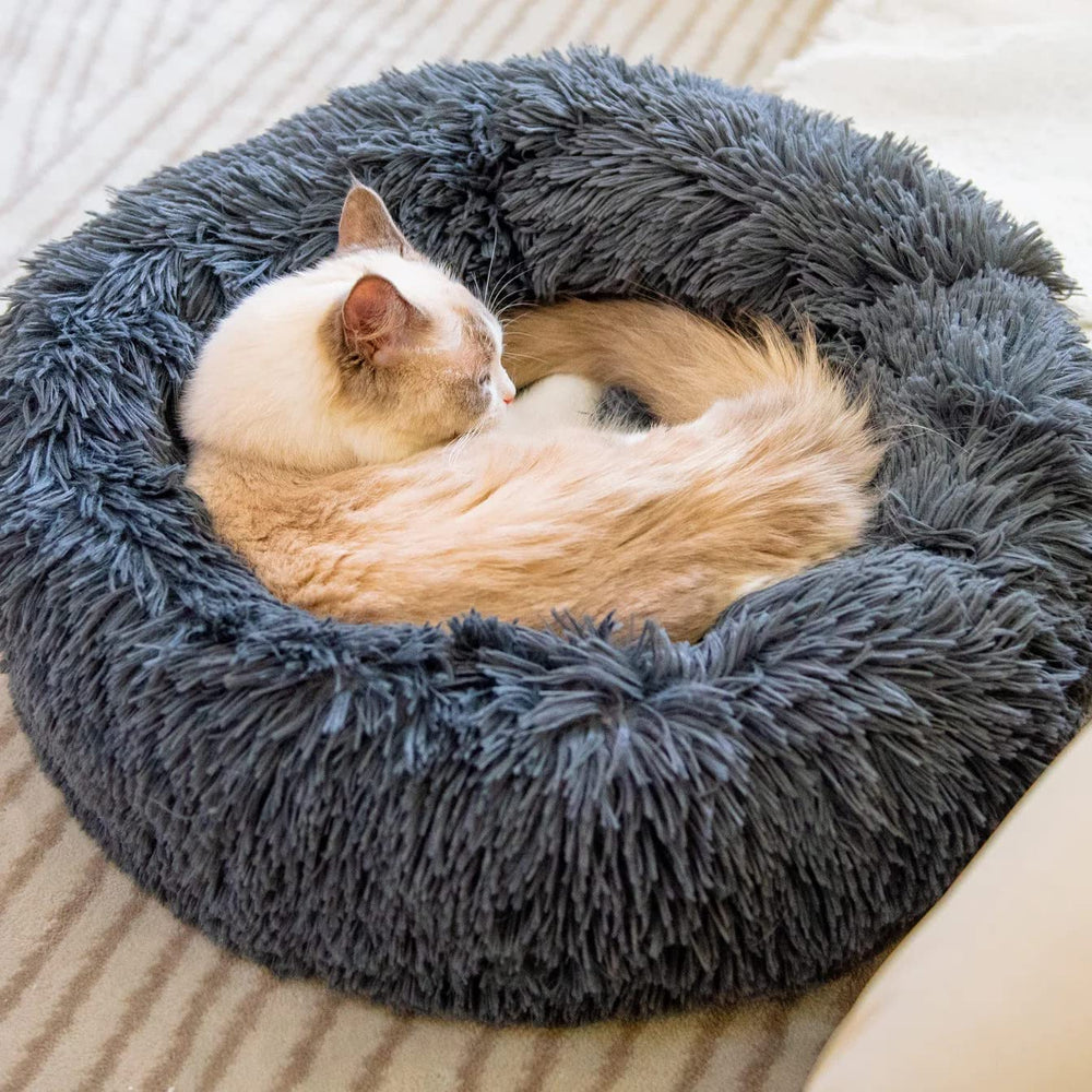Generic cat bed donut round 24in offers roomy naps for small dogs or cats.
