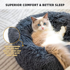 Generic cat bed faux fur plush exterior provides ultra soft comfort.