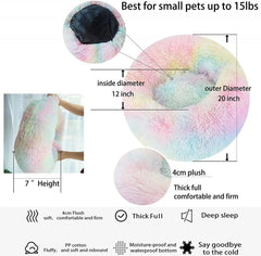 Generic round-donut 24in rainbow bed for small pets to stretch.