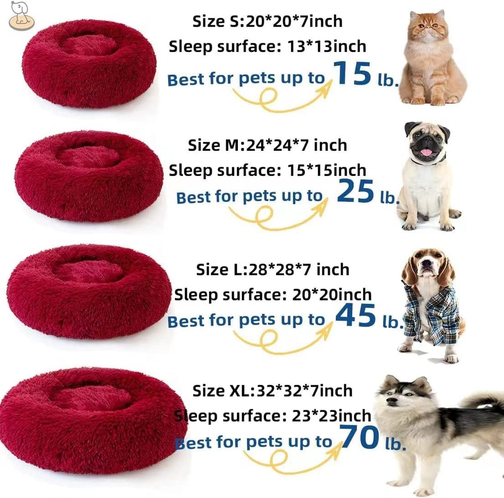 Generic cat bed round donut red bottom with non-slip dustproof base