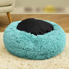 Generic cat bed plush blue bottom anti-slip detail for stable placement