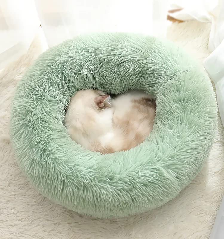 Generic round cat bed in light green, 24in, ideal for comfortable lounging.
