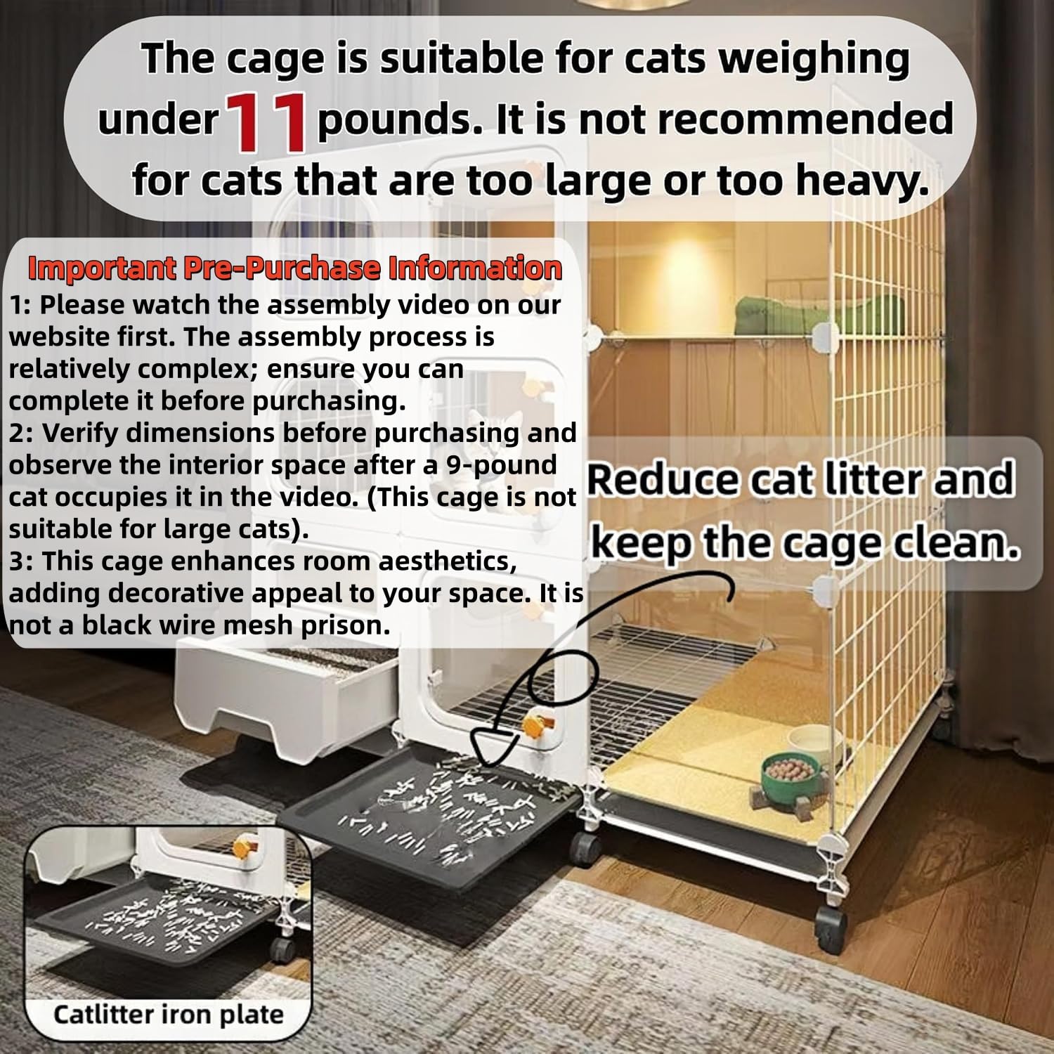 Generic cat cage with bowl set for convenient feeding.