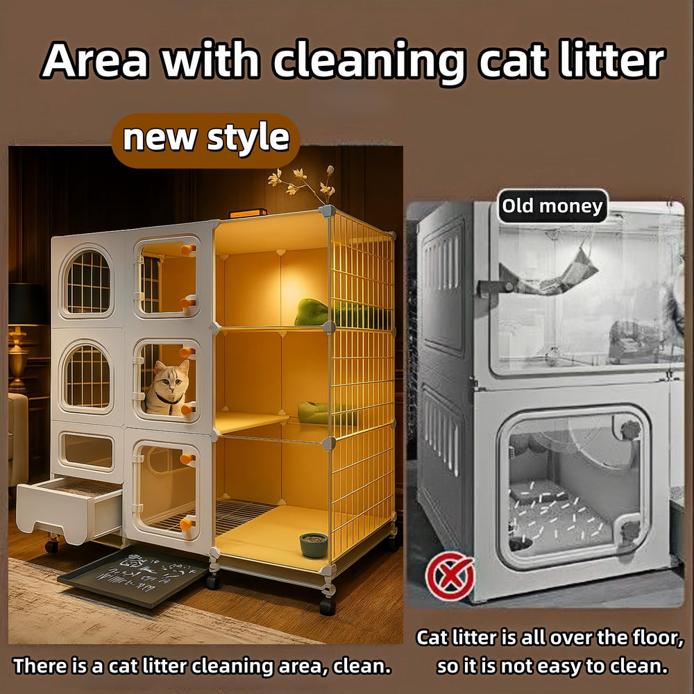 Generic cat cage with complimentary bed for cozy lounging.