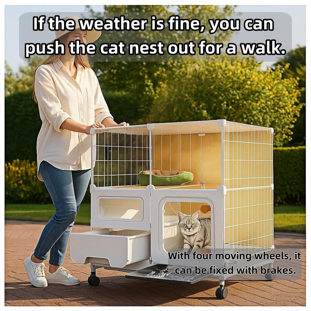 Generic cat cage detaches for simple transport and storage.