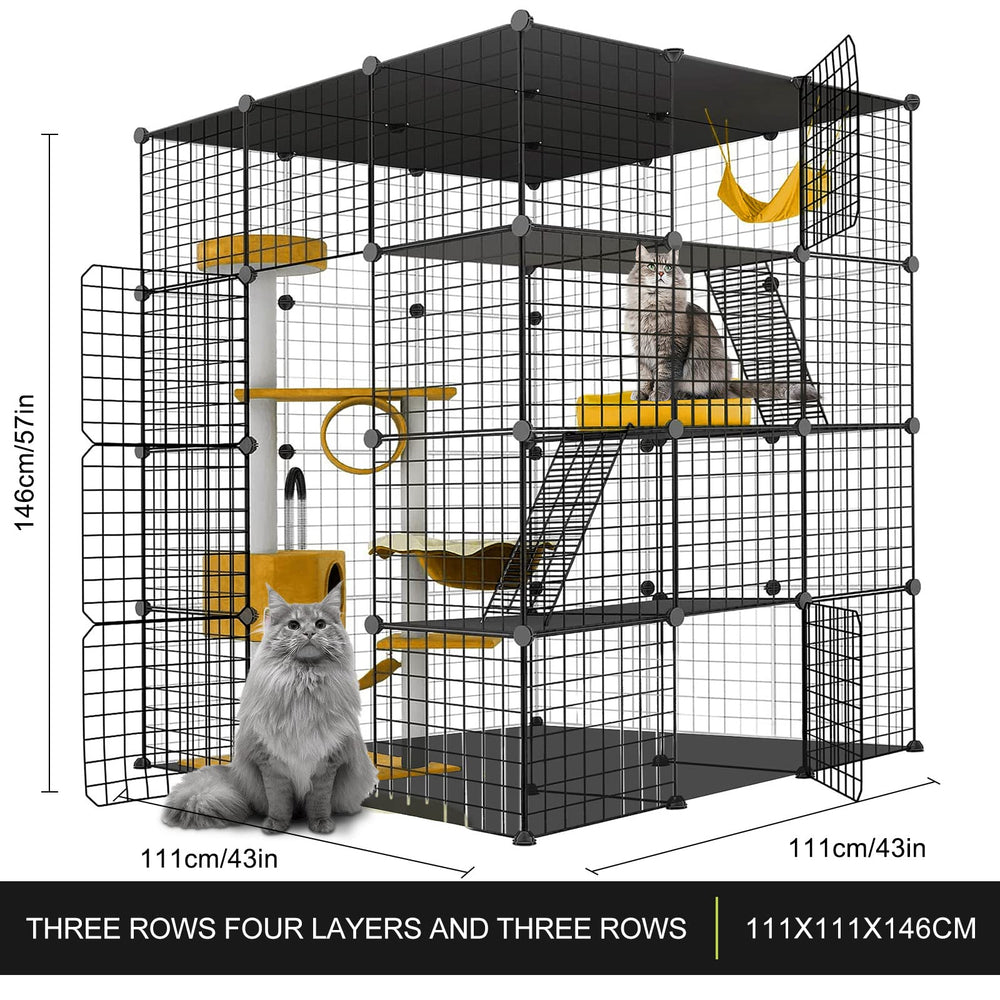 Generic Cat Cage interior with a spacious multi-level play area for pets.