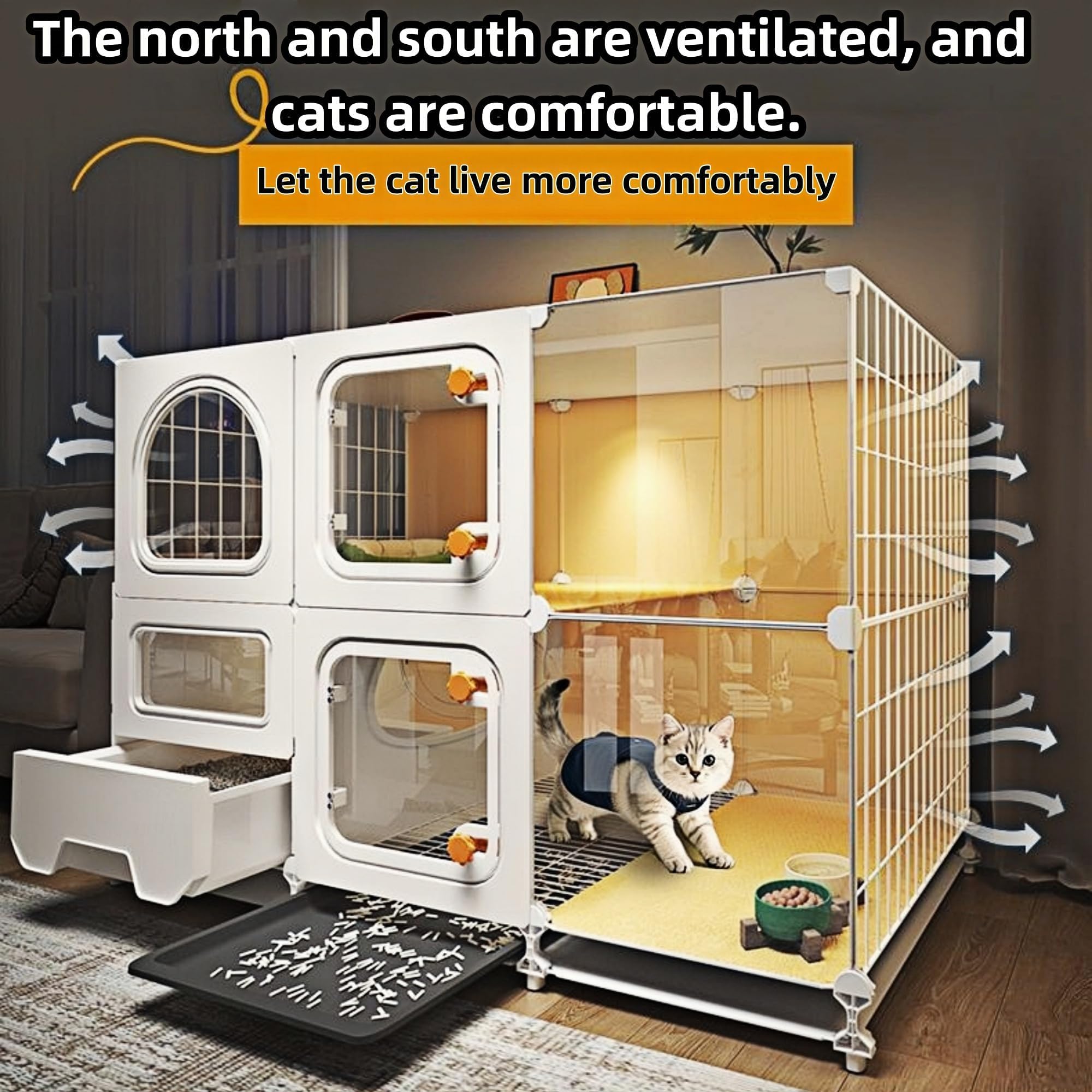 Generic cat cage large enclosure suitable for 1–2 cats.