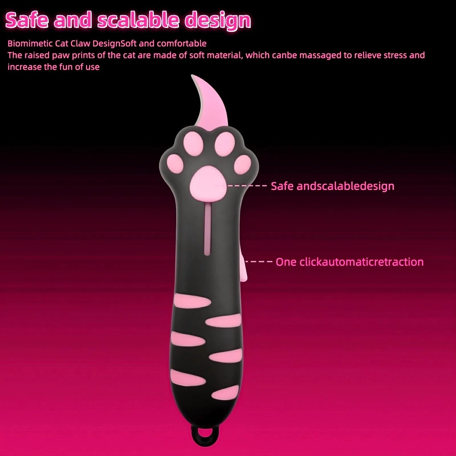 Generic Cat Paw Box Cutter in retract state highlights safe one-click retraction