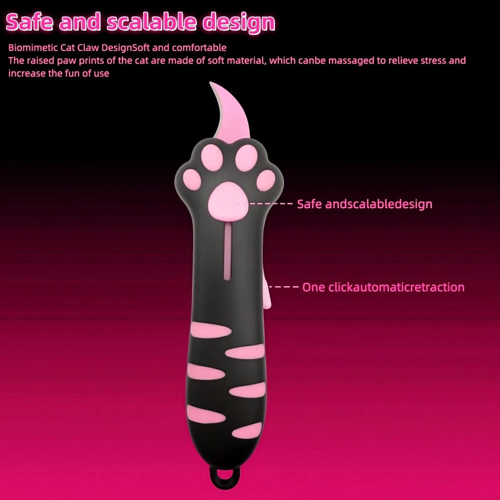 Generic Cat Paw Box Cutter in retract state highlights safe one-click retraction