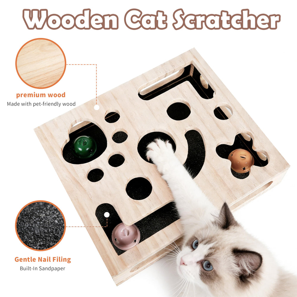 Generic Cat Scratch Puzzle Enrichment Box, combines scratching and puzzle for engagement.