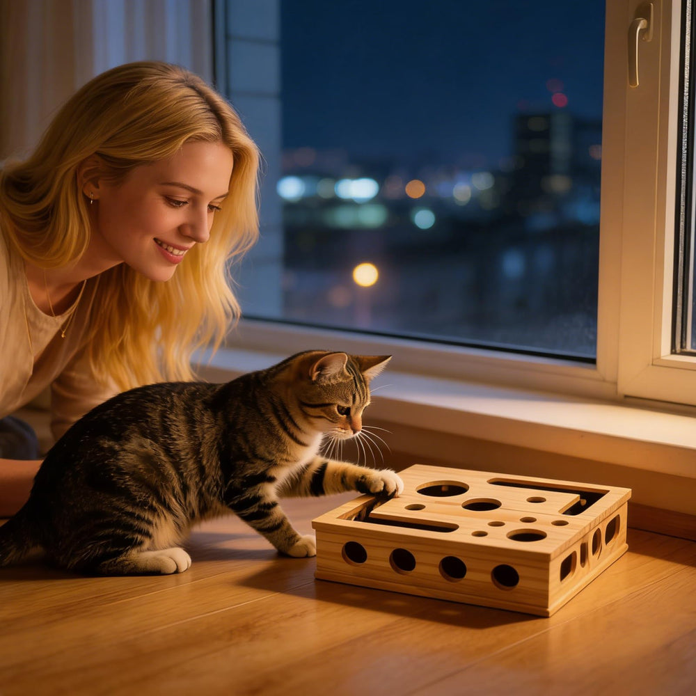 Generic complete enrichment kit for cats with nail file and puzzle in one box.